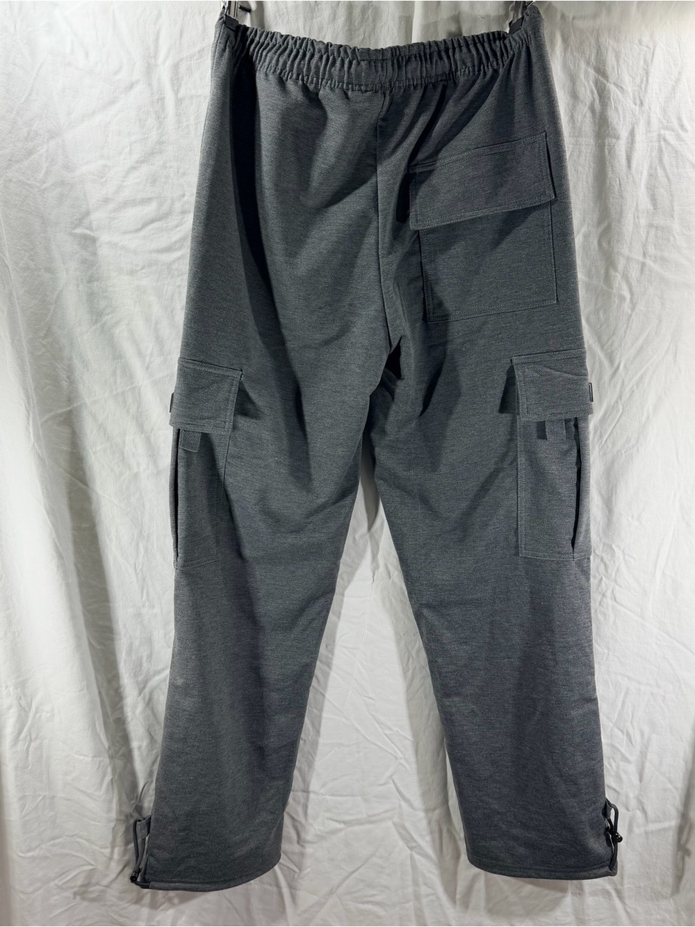 Men's Charcoal Cargo Pants with Elastic Waist